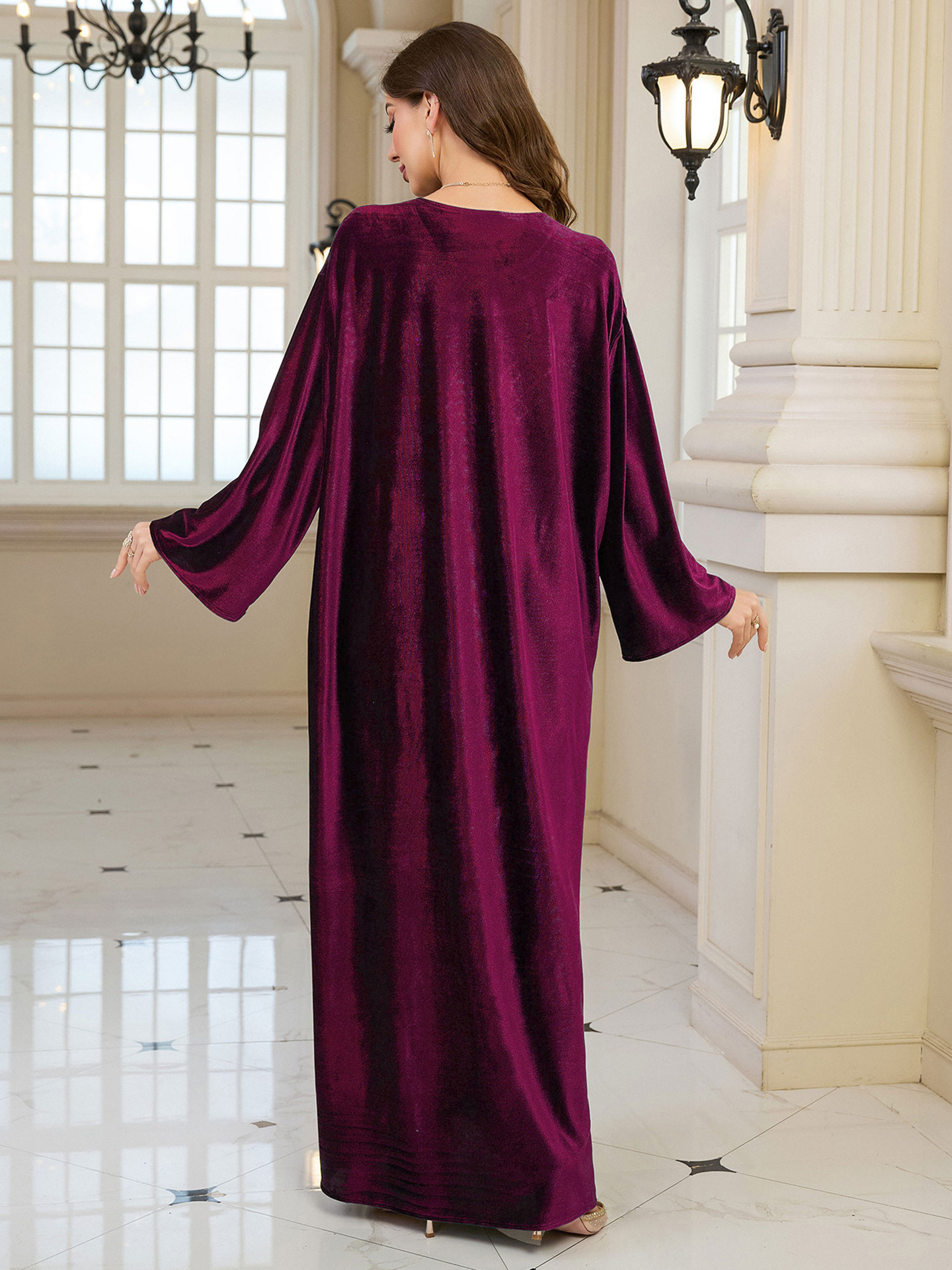 Elegant Embroidered Kaftan Dress Beach Bathing Suit Cover up Long Maxi Dress